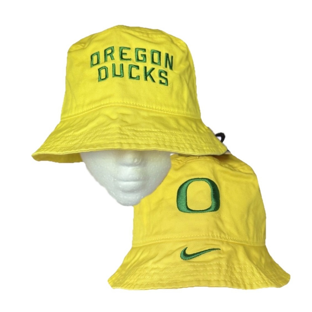 NWT Nike Oregon Ducks Reversible Bucket Sun Hat Yellow Green Two Sided Large New